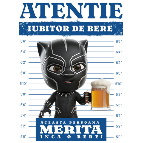 Sticker Personalizat - Sticker Cu Pantera Neagră: Cadou si Bere pentru Momente de Neuitat Adeziv, Vinyl,  cu Margini Albe, PVC Vinyl