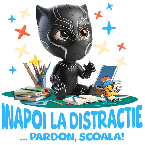 Sticker Personalizat - Sticker Cu Pantera Neagra – Inceput De Scoala Vesel Adeziv, Vinyl,  cu Margini Albe, PVC Vinyl