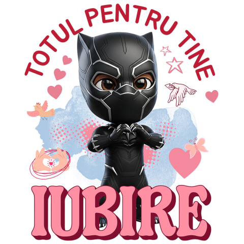 Sticker Personalizat - Sticker Cu Pantera Neagra, Iubire, Dragoste, Afectiune, Inima Adeziv, Vinyl,  cu Margini Albe, PVC Vinyl