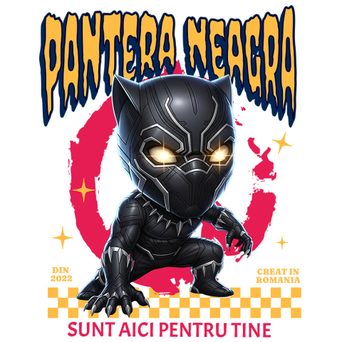 Sticker Personalizat - Sticker Cu Pantera Neagra Magie si Curaj Disney Adeziv, Vinyl,  cu Margini Albe, PVC Vinyl