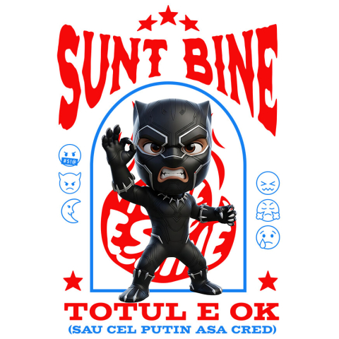 Sticker Personalizat - Sticker Cu Pantera Neagra, Ok, Sarcastic, Nervos, Iritat Adeziv, Vinyl,  cu Margini Albe, PVC Vinyl