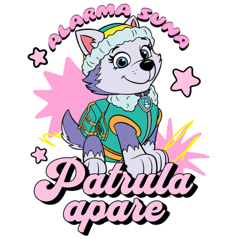 Stickere - Sticker Cu Patrula Catelusilor Everest - Eroina care salvează în munti si zapada Adeziv, Vinyl,  cu Margini Albe, PVC Vinyl