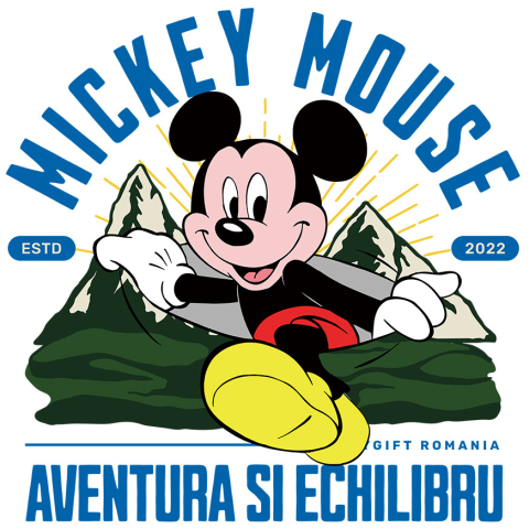 Stickere - Sticker Cu Pe Carari Montane cu Mickey Mouse Adeziv, Vinyl,  cu Margini Albe, PVC Vinyl