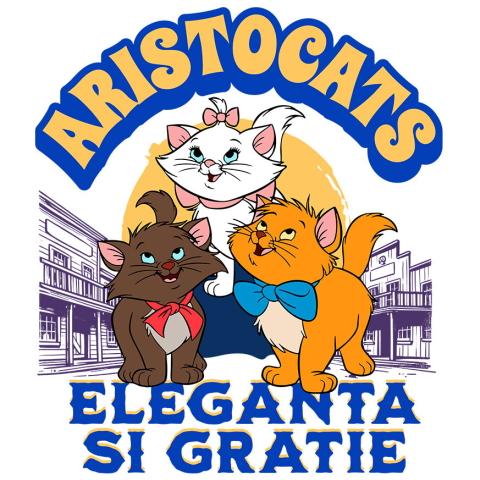 Desene Animate - Sticker Cu Pisici Regale si Fermecate Adeziv, Vinyl,  cu Margini Albe, PVC Vinyl