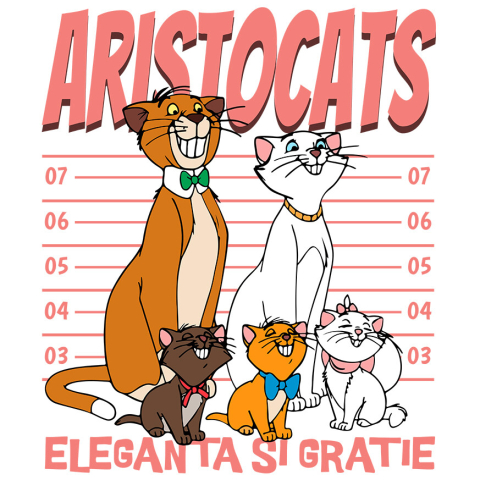 Desene Animate - Sticker Cu Pisicile Aristocrate in Lumea Magica Adeziv, Vinyl,  cu Margini Albe, PVC Vinyl