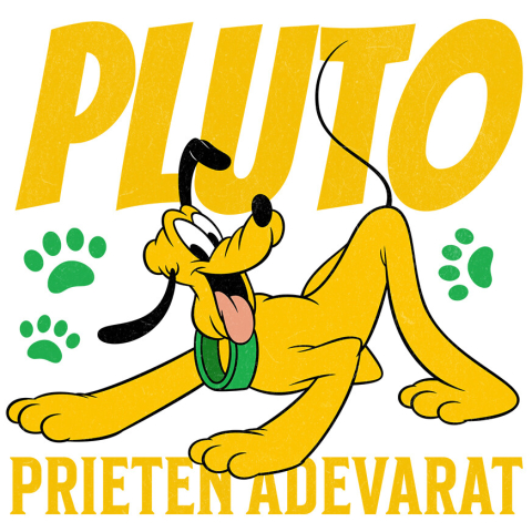 Stickere - Sticker Cu Pluto - Un caine vesel si o zi plina de distractie Adeziv, Vinyl,  cu Margini Albe, PVC Vinyl