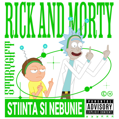 Stickere - Sticker Cu Rick si mitraliera lui emotionala Adeziv, Vinyl,  cu Margini Albe, PVC Vinyl