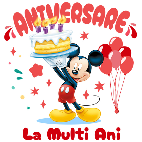 Sticker Personalizat - Sticker Cu Sarbatoreste cu Mickey Mouse – Aniversare Plina de Magie Adeziv, Vinyl,  cu Margini Albe, PVC Vinyl