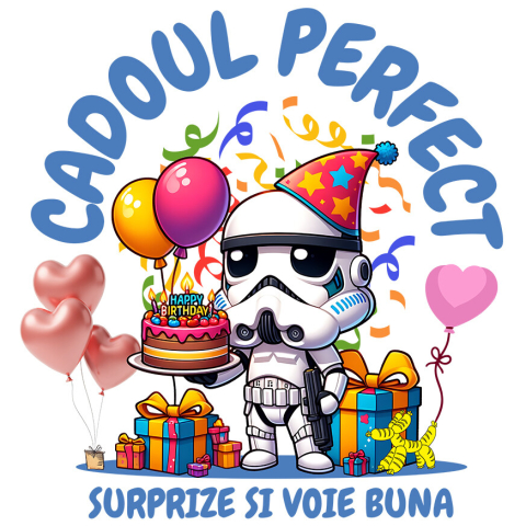 Sticker Personalizat - Sticker Cu Sarbatoreste cu Star Wars – Tort si Cadou Vesel Adeziv, Vinyl,  cu Margini Albe, PVC Vinyl