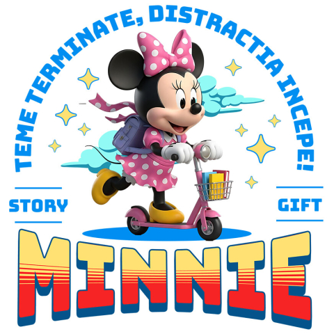 Sticker Personalizat - Sticker Cu Skateboard Minnie Mouse: Distracție și Zâmbete La Fiecare Tura Adeziv, Vinyl,  cu Margini Albe, PVC Vinyl