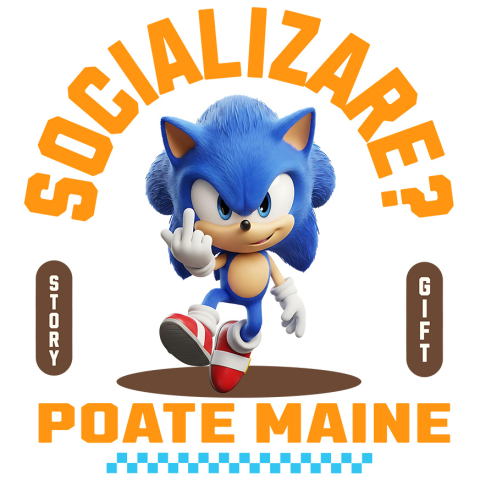 Sticker Personalizat - Sticker Cu Sonic  , Degetul Mijlociu, Socializare? Poate maine, Anti-social Adeziv, Vinyl,  cu Margini Albe, PVC Vinyl