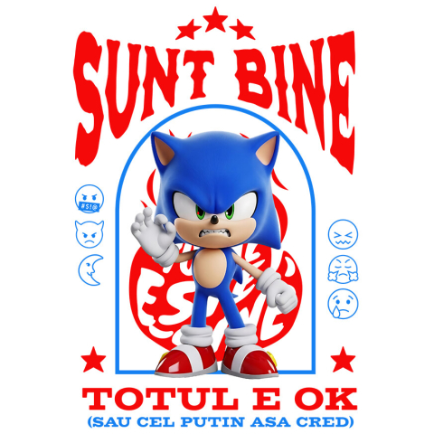 Sticker Personalizat - Sticker Cu Sonic, Ok, Sarcastic, Nervos, Iritat Adeziv, Vinyl,  cu Margini Albe, PVC Vinyl