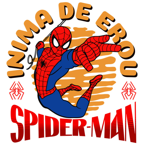 Stickere - Sticker Cu Spidere-Man - Calatoria Eroului cu Puteri de Paianjen Adeziv, Vinyl,  cu Margini Albe, PVC Vinyl