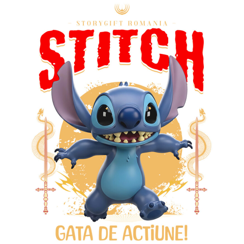 Sticker Personalizat - Sticker Cu Stitch - Călătorie Plină de Zâmbete și Magie Disney Adeziv, Vinyl,  cu Margini Albe, PVC Vinyl
