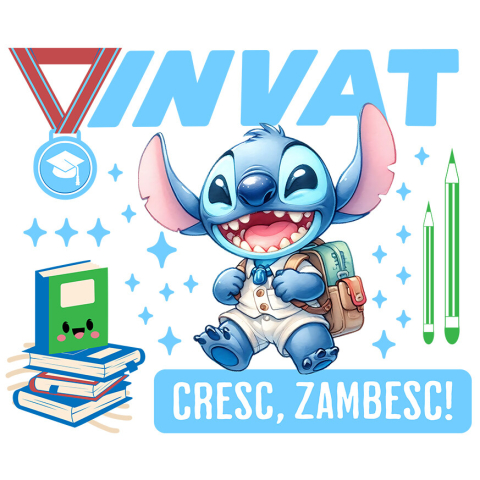 Sticker Personalizat - Sticker Cu Stitch – Invata, Creste, Zambeste Adeziv, Vinyl,  cu Margini Albe, PVC Vinyl