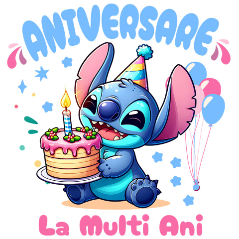 Sticker Personalizat - Sticker Cu Stitch Party – Cadouri si Surprize de Ziua Ta Adeziv, Vinyl,  cu Margini Albe, PVC Vinyl
