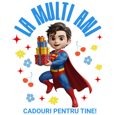 Sticker Personalizat - Sticker Cu Superman Aniversare – Surprize Cadouri pentru Zi de Nastere Adeziv, Vinyl,  cu Margini Albe, PVC Vinyl
