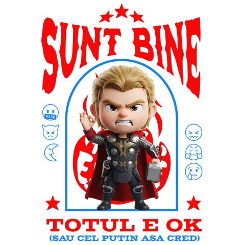 Sticker Personalizat - Sticker Cu Thor, Ok, Sarcastic, Nervos, Iritat Adeziv, Vinyl,  cu Margini Albe, PVC Vinyl