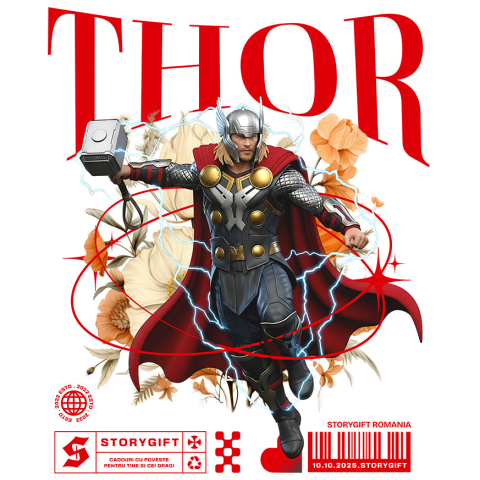 Sticker Personalizat - Sticker Cu Thor si Magia Florilor Disney Adeziv, Vinyl,  cu Margini Albe, PVC Vinyl
