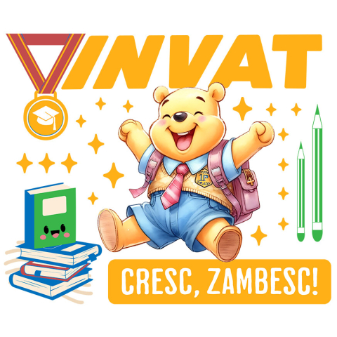 Sticker Personalizat - Sticker Cu Winnie de Plus – Descopera si Invata Adeziv, Vinyl,  cu Margini Albe, PVC Vinyl