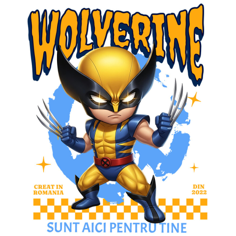 Sticker Personalizat - Sticker Cu Wolverine Actiune si Magie Disney Adeziv, Vinyl,  cu Margini Albe, PVC Vinyl