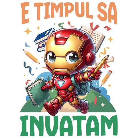 Sticker Personalizat - Sticker Cu Zambete si Inventii cu Iron Man Adeziv, Vinyl,  cu Margini Albe, PVC Vinyl