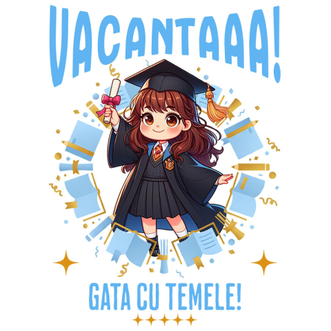 Sticker Personalizat - Sticker Cu Zile de Poveste cu Printesa si Diplome Adeziv, Vinyl,  cu Margini Albe, PVC Vinyl