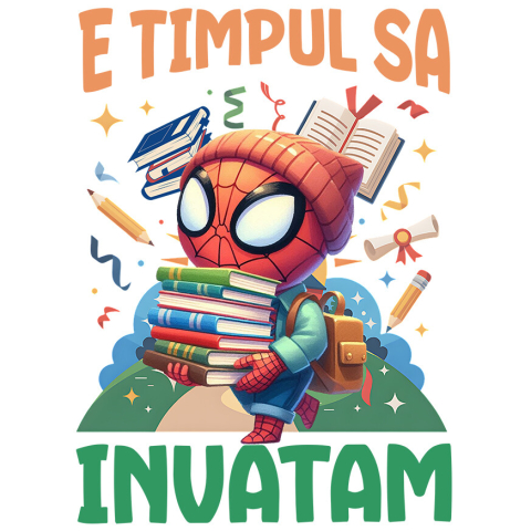 Sticker Personalizat - Sticker Cu Zile Pline de Distractie si Invatare cu Spiderman Adeziv, Vinyl,  cu Margini Albe, PVC Vinyl