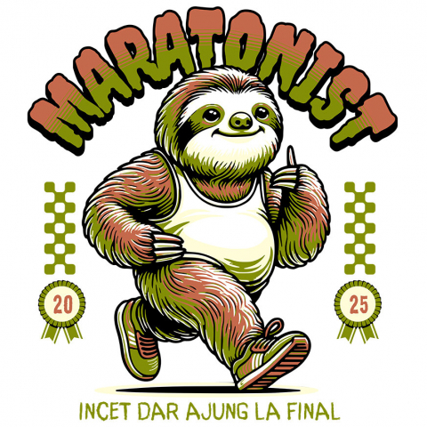 SPORT - Sticker Adeziv Autocolant Personalizat Animal Leneș Maratonist – Design Amuzant pentru Iubitorii de Sport