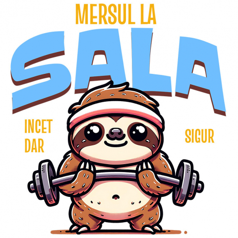 SPORT - Sticker Adeziv Autocolant Personalizat Animal Leneș La Sală – Design Amuzant Pentru Pasionații De Fitness