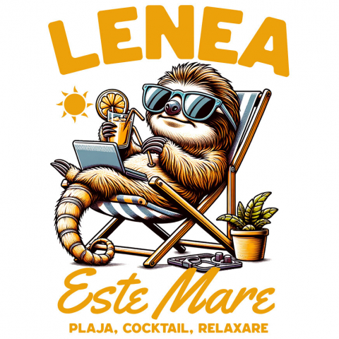 Sticker Adeziv Autocolant Personalizat Animal Leneș Pe Plajă – Cadou Personalizat Funny Pentru Familie & Prieteni