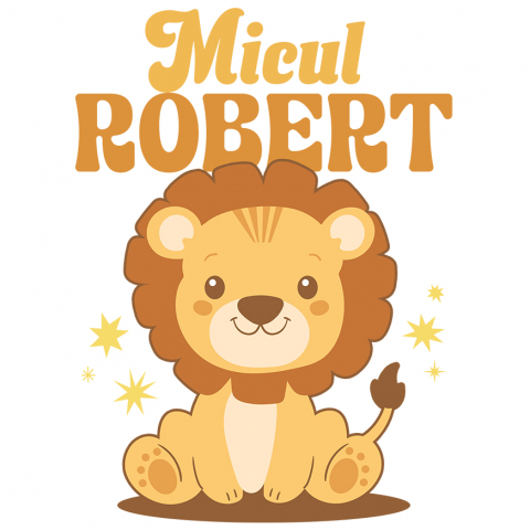COPII - Sticker Adeziv Autocolant Personalizat Leu Vesel Animat pentru Copii – „Micul Robert” – Cadou Personalizat pentru Băieți și Copii