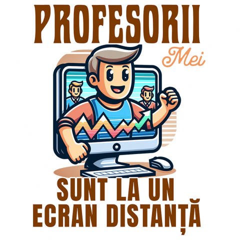 EDUCATIE - Sticker Adeziv Autocolant Personalizat Profesorii Mei Sunt la Un Ecran Distanta | Învață Online – Produse Educaționale Personalizate