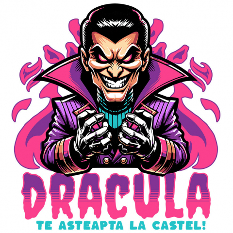 Sticker Adeziv Autocolant Personalizat Animație Înfricoșătoare - Dracula Te Așteaptă La Castel - Cadouri Personalizate Halloween