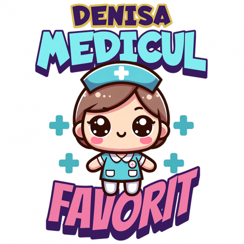Sticker Adeziv Autocolant Personalizat Asistentă Medicală în Ținută Albastră – Design Personalizat pentru Profesioniști