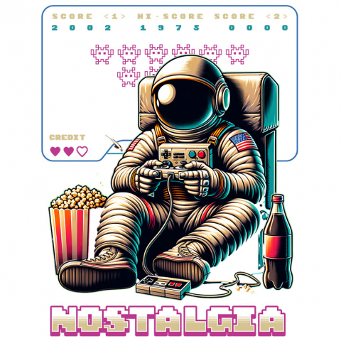LUME - Sticker Adeziv Autocolant Personalizat Astronaut în Costum Jucându-se Jocuri Video - Cadou Personalizat „Nostalgia Relaxare Gamer” pentru Familie și Prieteni