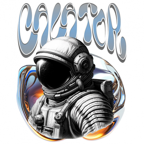 PLANETA - Sticker Adeziv Autocolant Personalizat "Astronaut Costum Spațial și Artă Abstractă - Produse Personalizate pentru Familie, Copii, Tati și Prieteni"