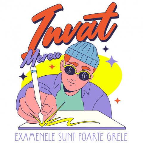 EDUCATIE - Sticker Adeziv Autocolant Personalizat Tricou Personalizat Băiat Hip Hop – "Învăț Mereu, Examenele Sunt Foarte Grele" | Cadou pentru Studenți și Iubitori de Educație