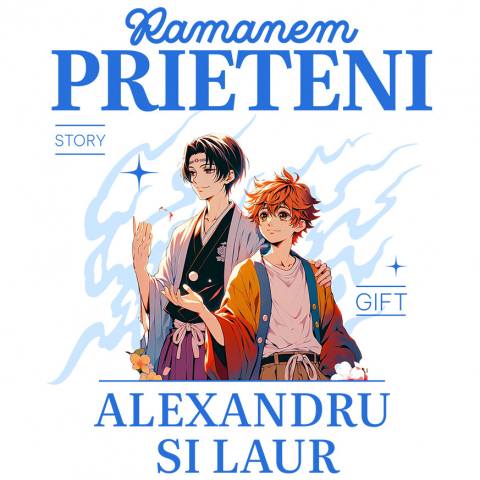 PRIETENI - Sticker Adeziv Autocolant Personalizat Cadouri personalizate pentru băieți – Portret anime pentru Alexandru și Laur