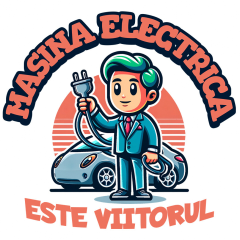 Sticker Adeziv Autocolant Personalizat Bărbat și Mașină Electrică – Viitorul Mobilității