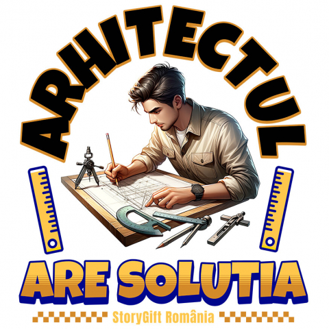 MESERII - Sticker Adeziv Autocolant Personalizat Bărbat Arhitect cu Schițe – Cadou Personalizat pentru Pasionații de Design și Cadastru