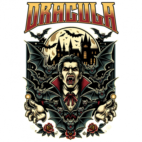 BASME - Sticker Adeziv Autocolant Personalizat Bărbat Horror Cu Colți Vampir - Costum Halloween Dracula și Castel Tematic