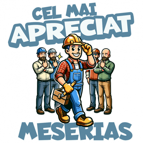 Sticker Adeziv Autocolant Personalizat Bărbat Vesel în Salopetă – Pasiune pentru Meserie