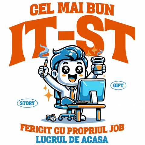 Sticker Personalizat - Sticker Adeziv Autocolant Personalizat Bărbat IT Lucru de Acasă – Design Amuzant pentru Programatori și Freelanceri