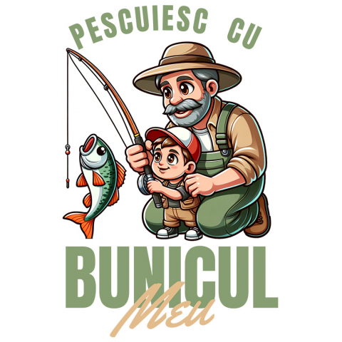 Familie - Sticker Adeziv Autocolant Personalizat „Pescuit cu Bunicul Meu - Cadou Personalizat pentru Familie, Bunici și Nepoți”
