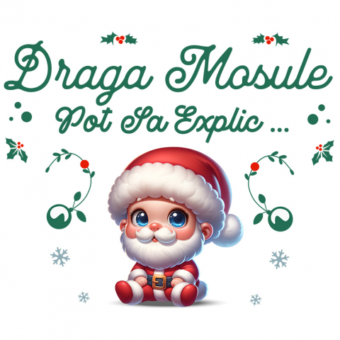 CRACIUN - Sticker Adeziv Autocolant Personalizat Bebe în Costum Mos Crăciun cu Barba – Cadou Crăciun Perfect pentru Bebelusi