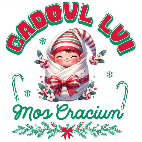 CRACIUN - Sticker Adeziv Autocolant Personalizat Bebe în Păturică cu Funda Roșie și Pălărie – Cadoul Perfect de Moș Crăciun