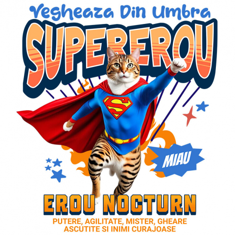 Sticker Adeziv Autocolant Personalizat Pisică Bengal Supererou – Design Personalizat pentru Iubitorii de Animale și Familie