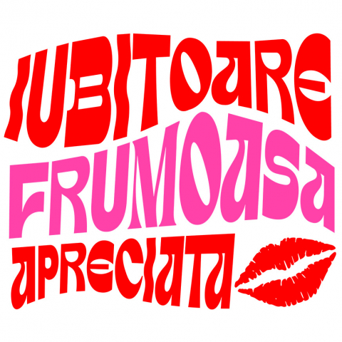 Sticker Adeziv Autocolant Personalizat Femeie Iubitoare și Fericită - Mesaj Colorat cu Urme de Buze Roșii | Cadouri Personalizate pentru Femei