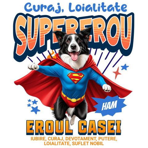 Supereroi - Sticker Adeziv Autocolant Personalizat Border Collie în Costum de Superman – Produse Personalizate pentru Copii și Familie